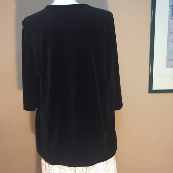 Quaker Factory black velour snowflake top tunic sequined Winter Wonderland XL - Picture 5 of 10